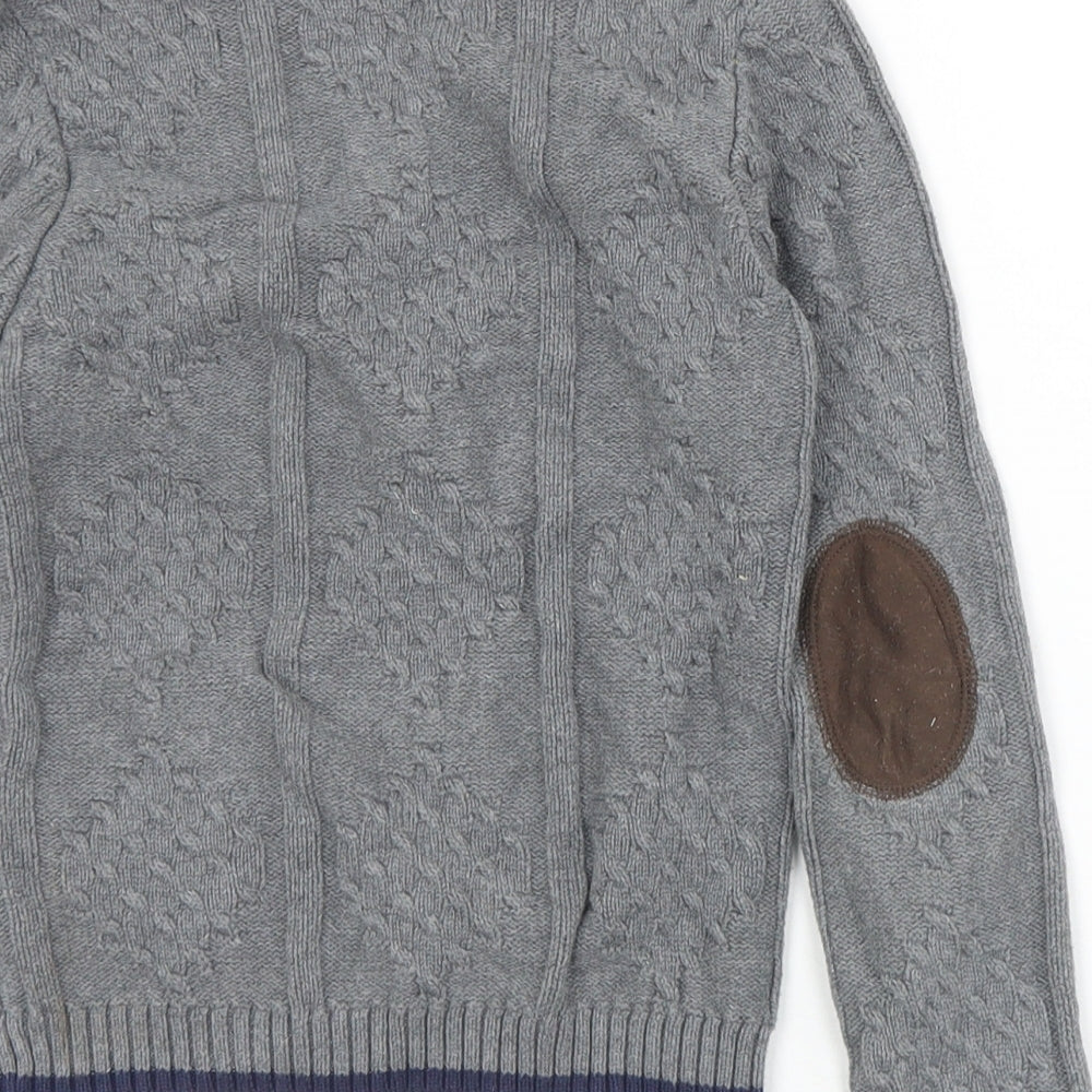 Jarvis Archer Boys Grey V-Neck Cotton Cardigan Jumper Size 5-6 Years Button