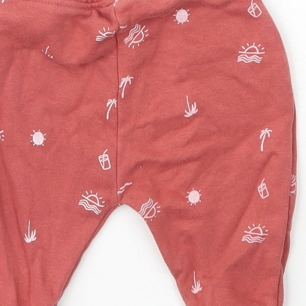 Leigh Tucker Girls Pink Cotton Jogger Trousers Size 0-3 Months