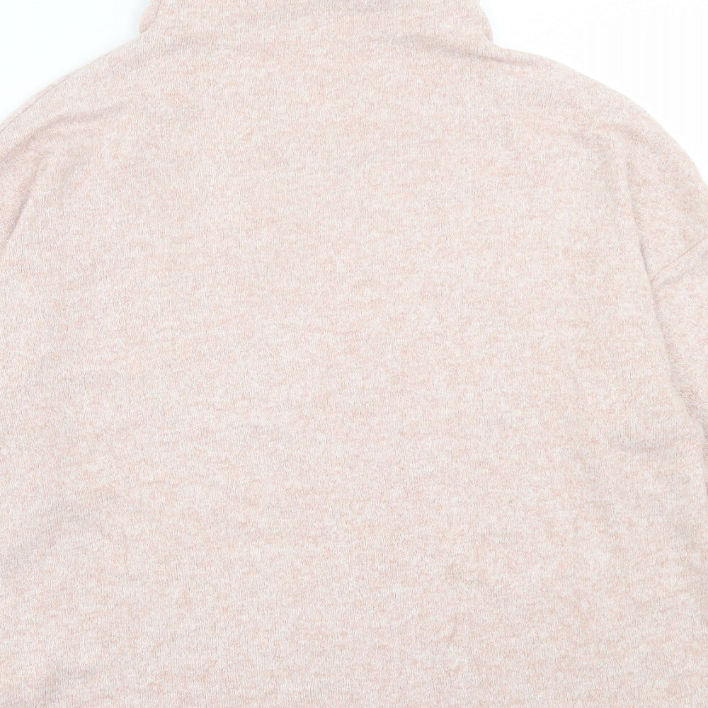 Stradivarius Womens Pink High Neck Viscose Pullover Jumper Size L