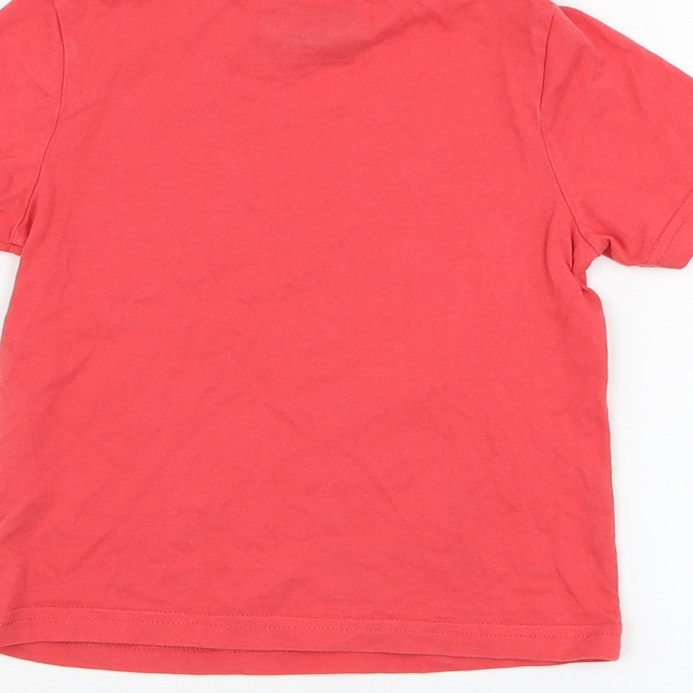 TU Boys Red Cotton Basic T-Shirt Size 18-24 Months Round Neck Pullover - Drive Through