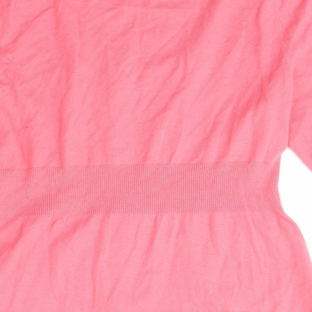 George Womens Pink Scoop Neck Cotton Cardigan Jumper Size 8