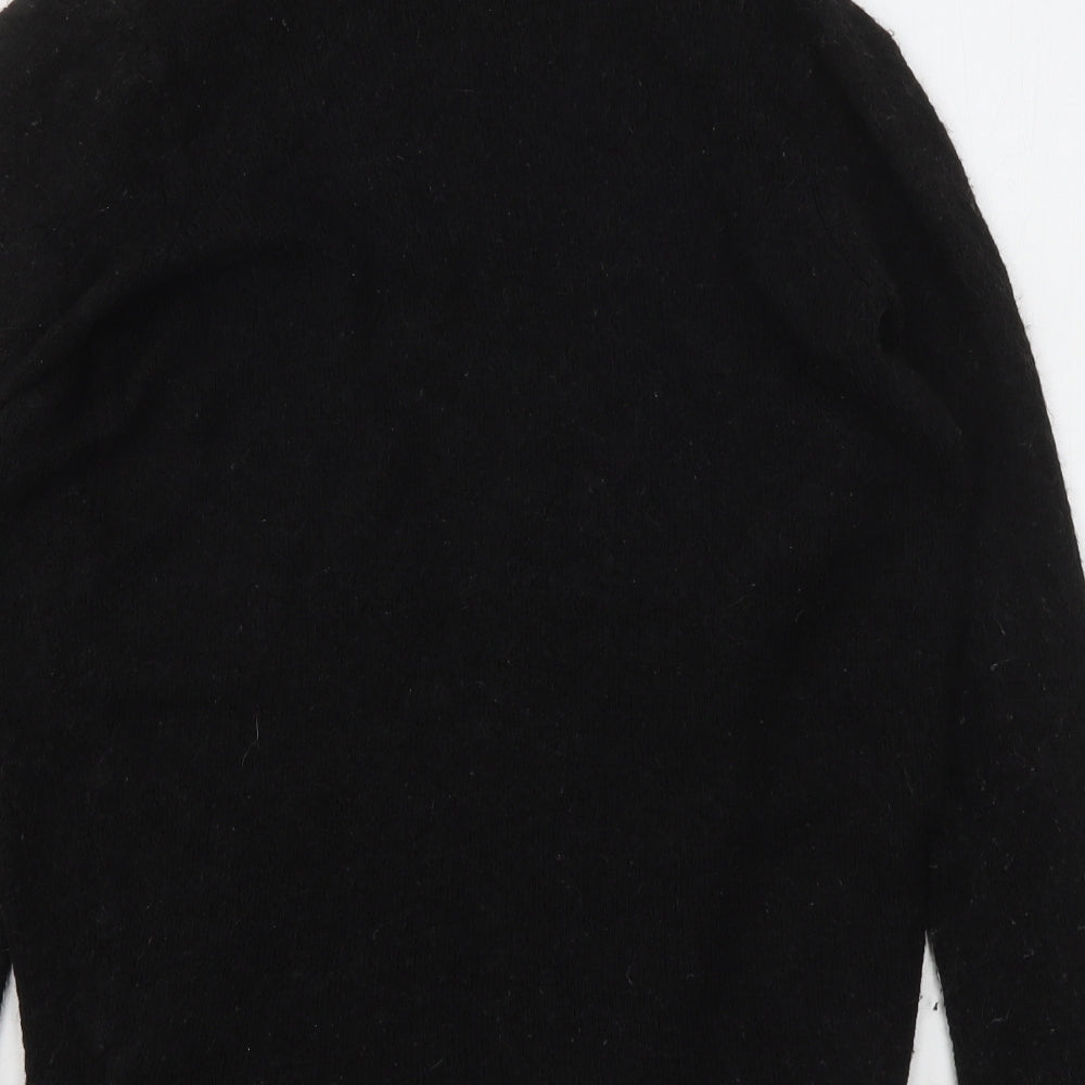 Jean Pascale Womens Black V-Neck Acrylic Cardigan Jumper Size S