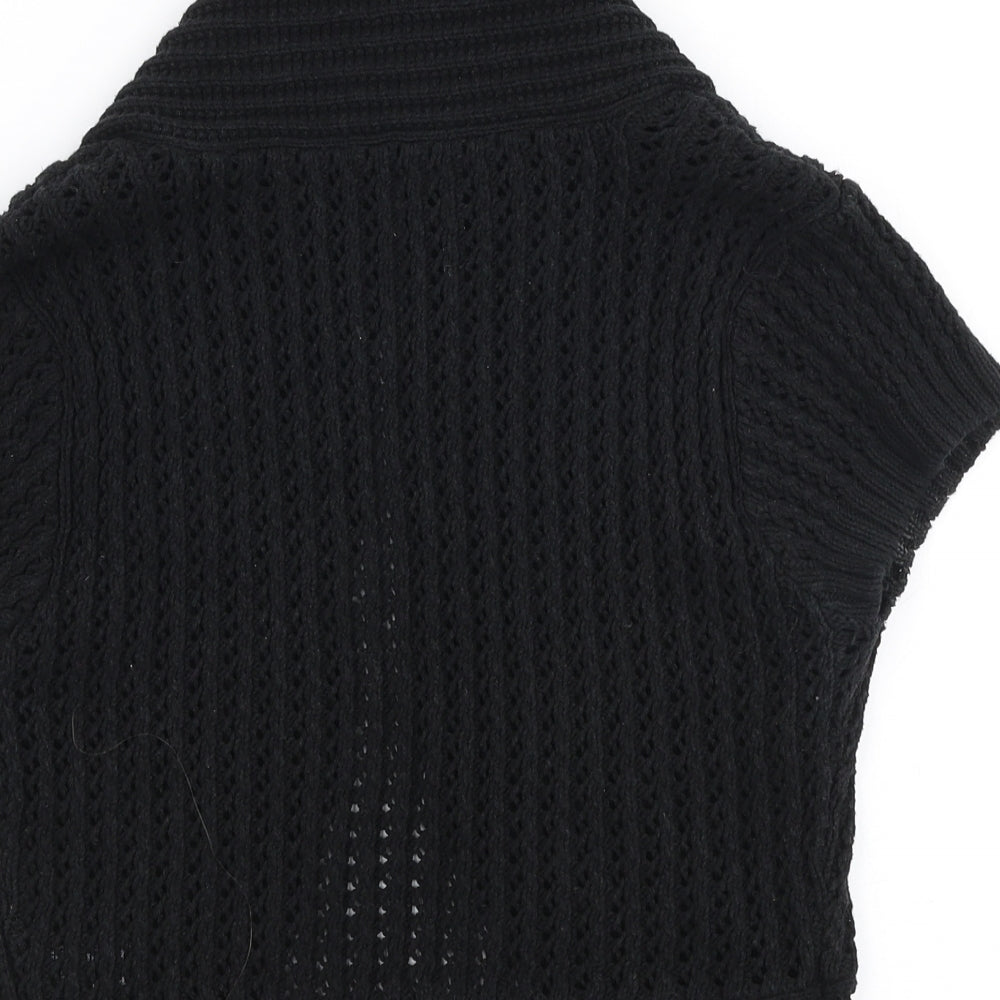 H&M Womens Black V-Neck 100% Cotton Cardigan Jumper Size XS