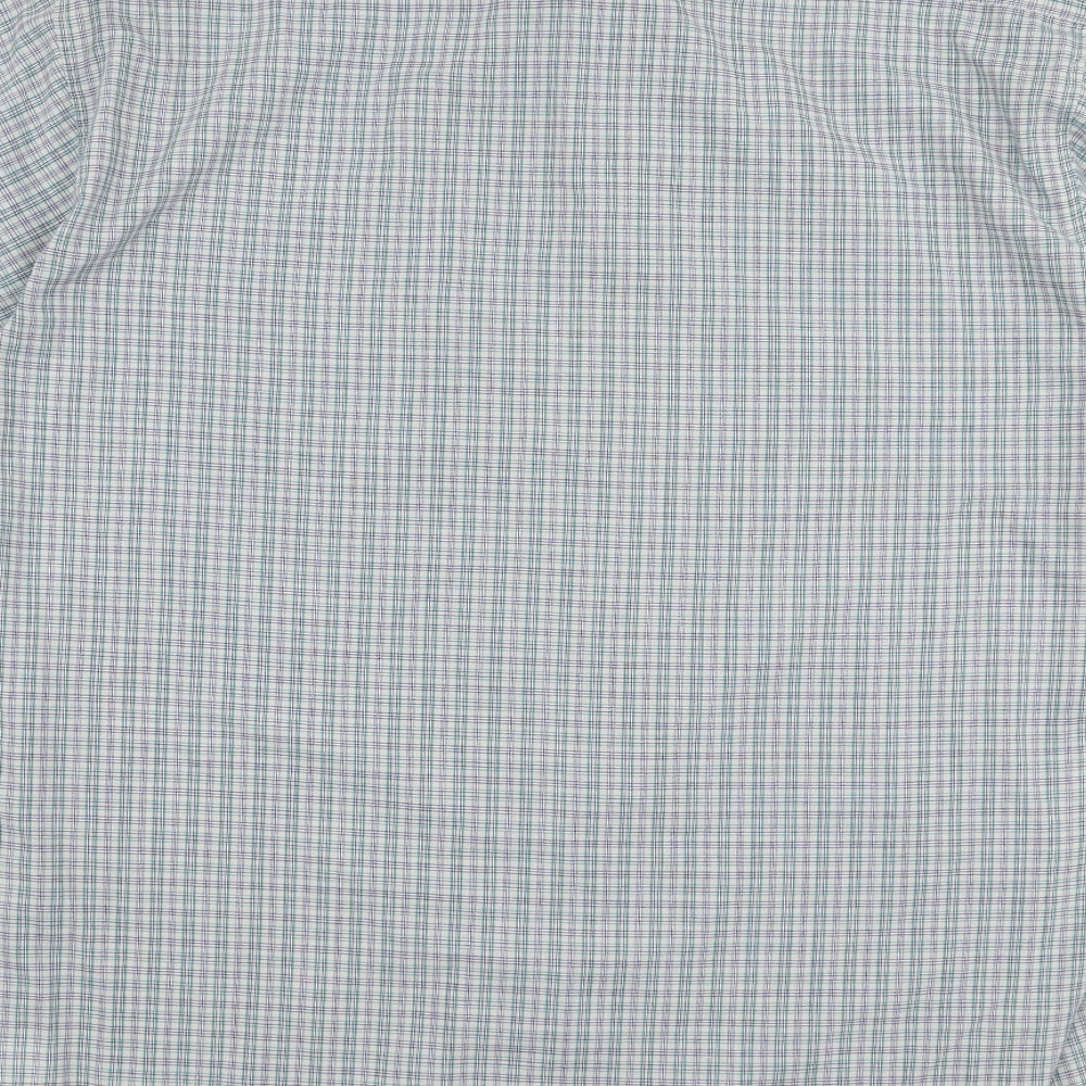Originals Mens Blue Plaid Polyester Button-Up Size L Collared Button