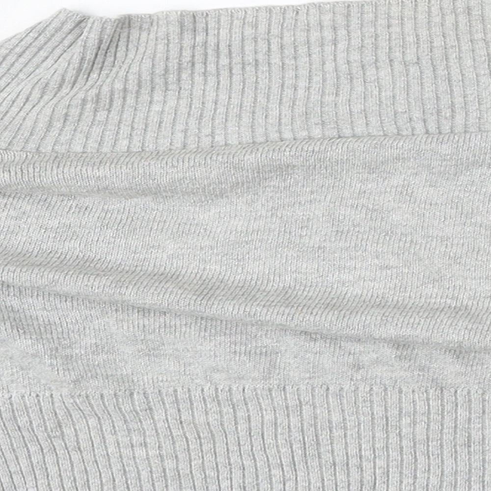 New Look Womens Grey V-Neck Acrylic Cardigan Jumper Size L