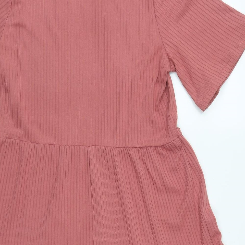 George Womens Pink Polyester Fit & Flare Size 10 Round Neck