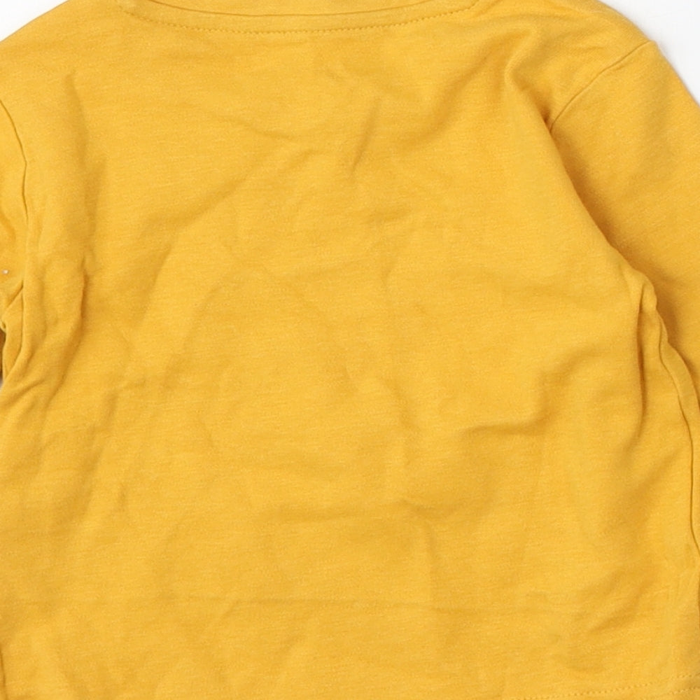 Primark Boys Yellow Cotton Basic T-Shirt Size 12-18 Months Round Neck