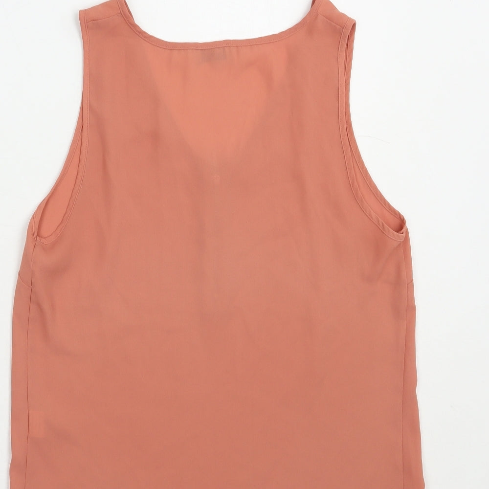 Papaya Womens Pink Polyester Basic Blouse Size 10 V-Neck