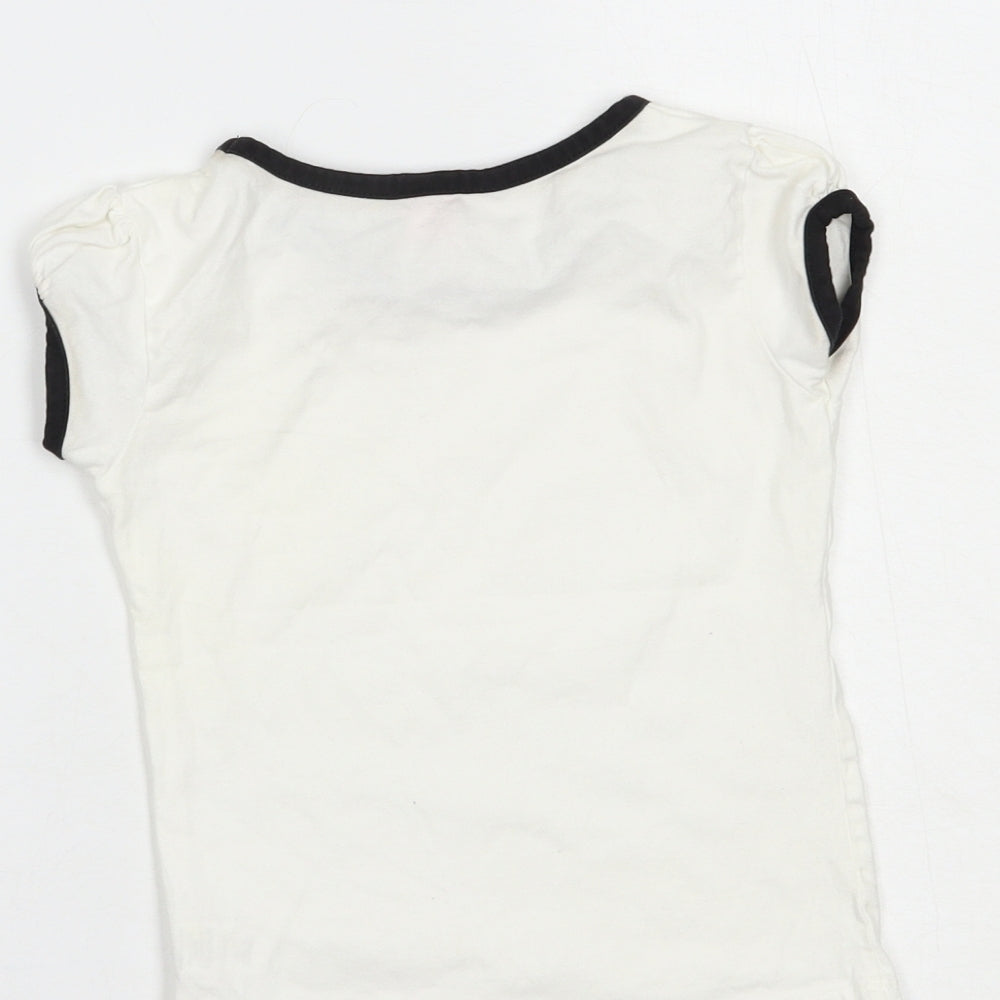 Adams Girls White Cotton Basic T-Shirt Size 5 Years Boat Neck Pullover