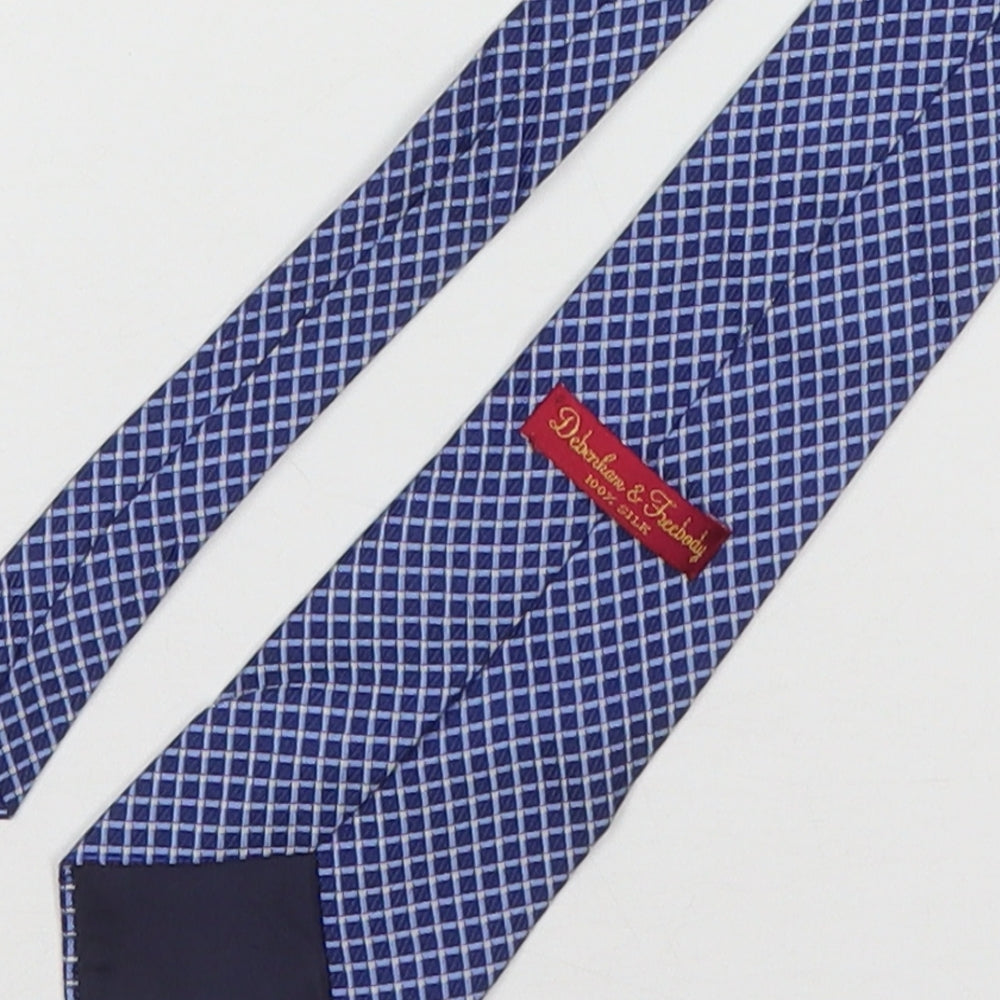 Debenham & Freeman Mens Blue Plaids & Checks Silk Pointed Tie One Size