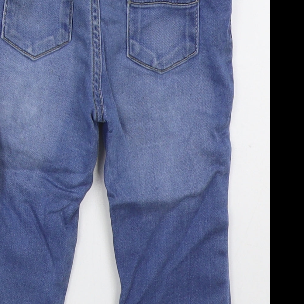 F&F Girls Blue Cotton Jeans Size 9-12 Months Button