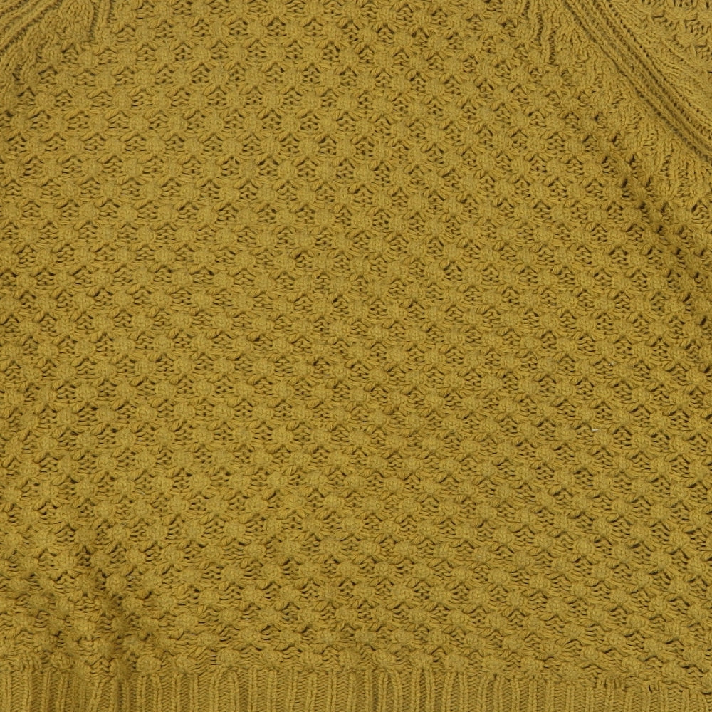 H&M Womens Yellow Round Neck Acrylic Pullover Jumper Size M