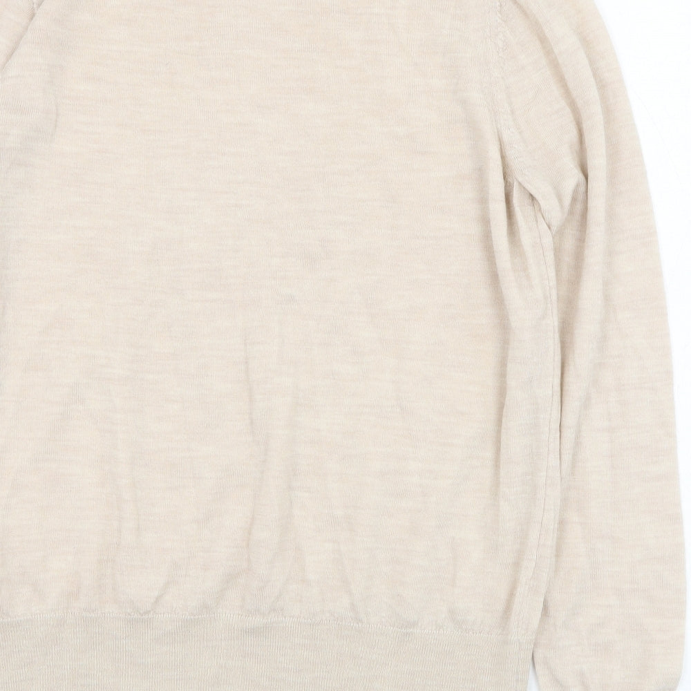 Marks and Spencer Womens Beige Round Neck Polyester Pullover Jumper Size 12