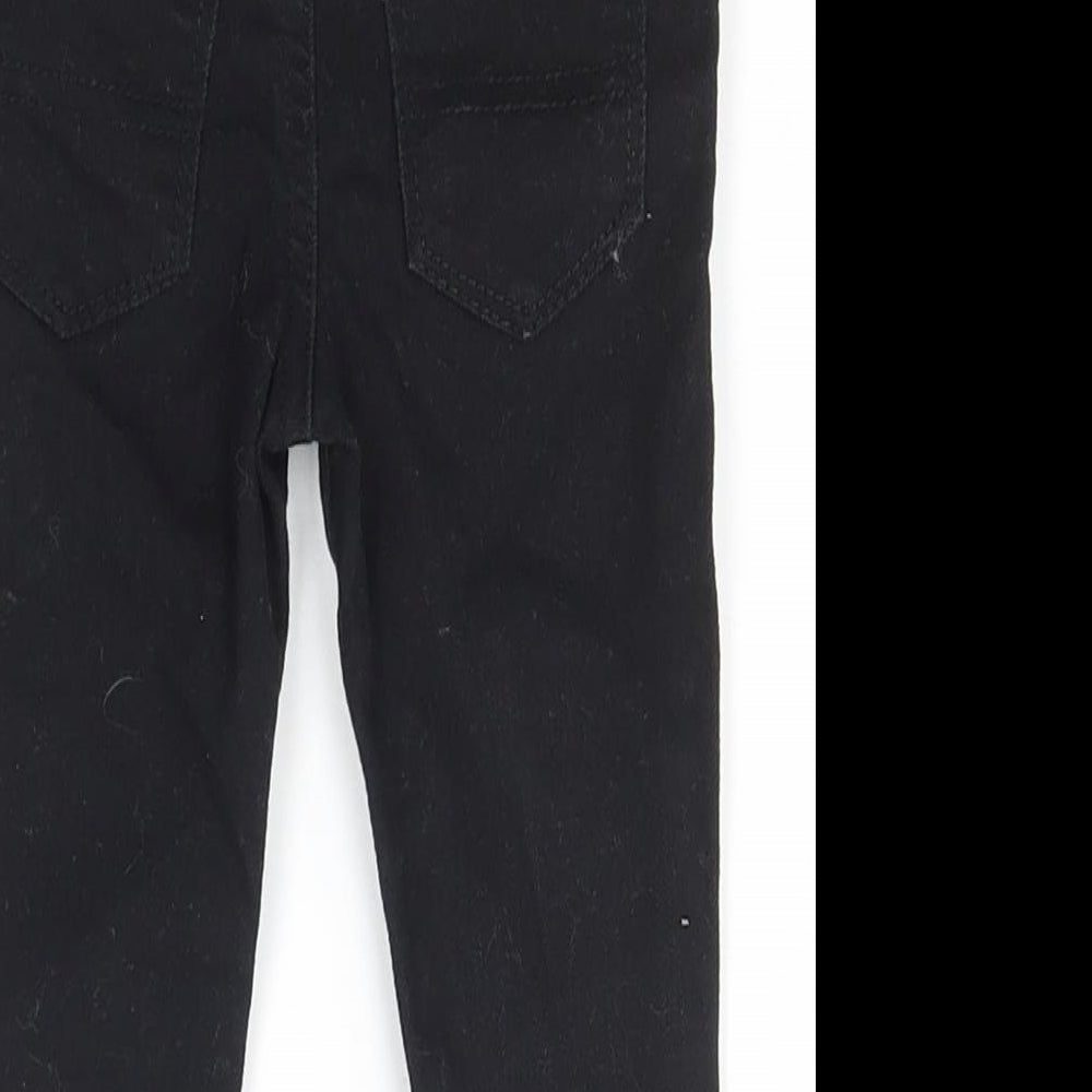 Denim & Co. Girls Black Cotton Jogger Jeans Size 6-9 Months Snap