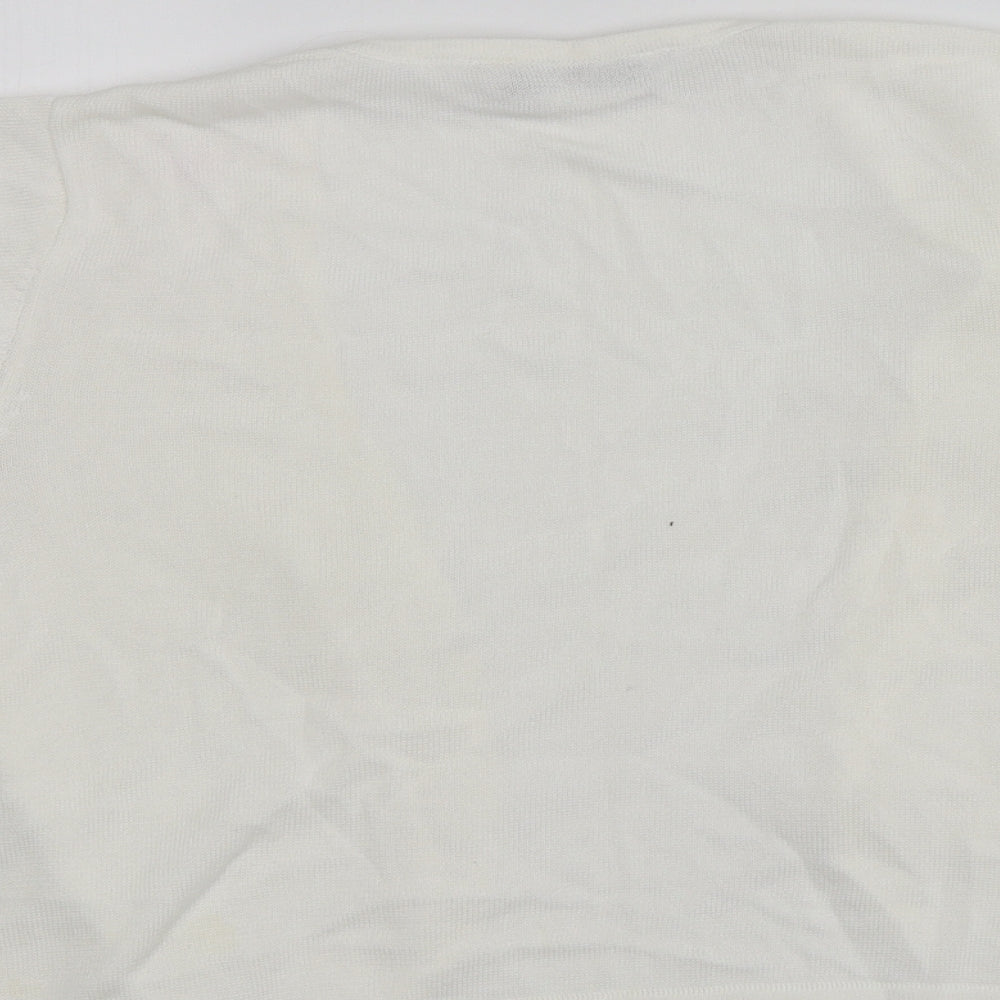 Joanna Hope Womens Ivory V-Neck Viscose Cardigan Jumper Size 14