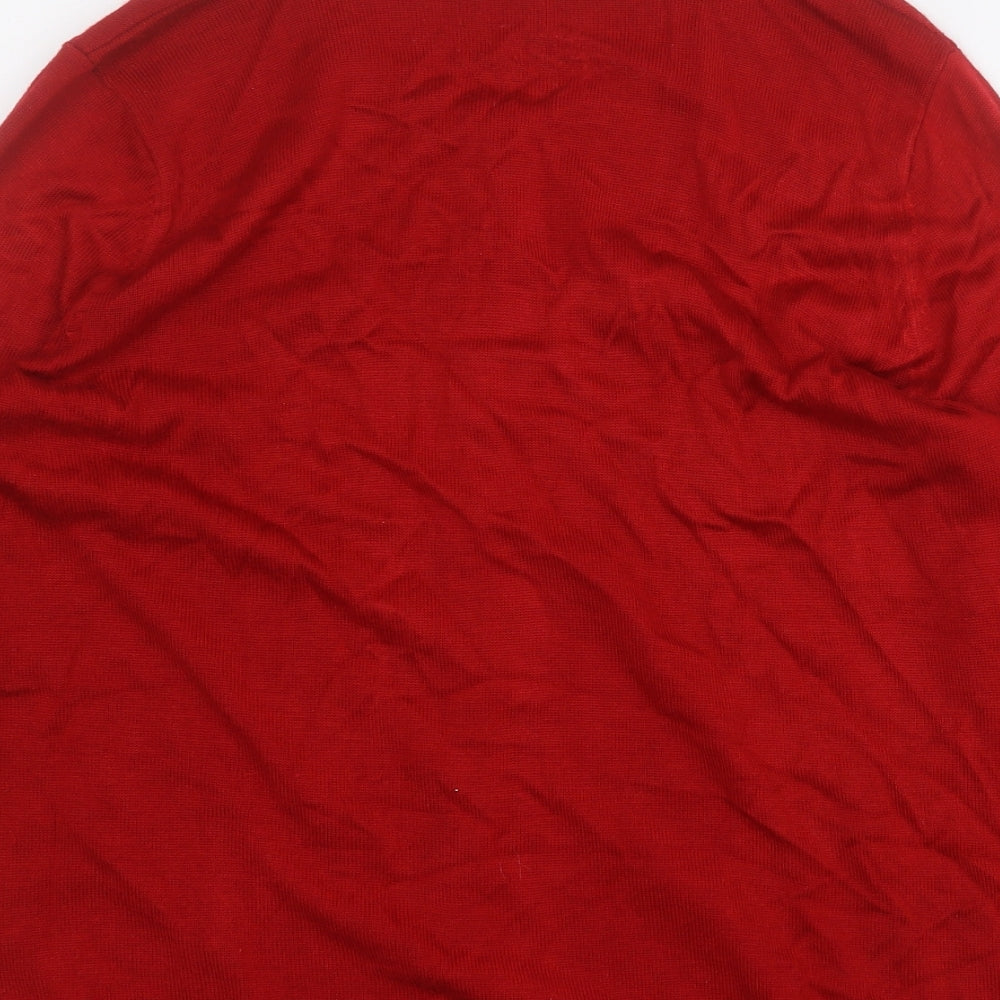 BM Womens Red Round Neck Geometric Acrylic Pullover Jumper Size M