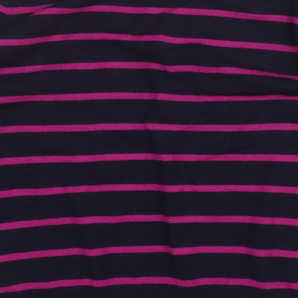 Marks and Spencer Womens Purple V-Neck Striped Acrylic Pullover Jumper Size 12