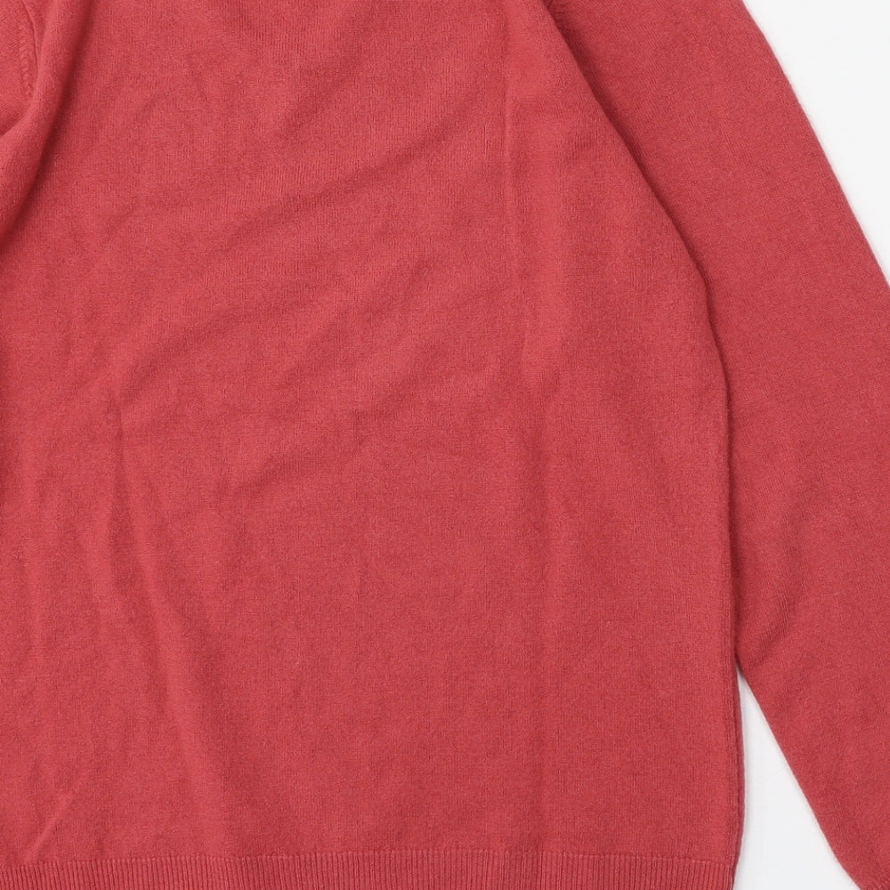 Marks and Spencer Mens Red V-Neck Acrylic Pullover Jumper Size S