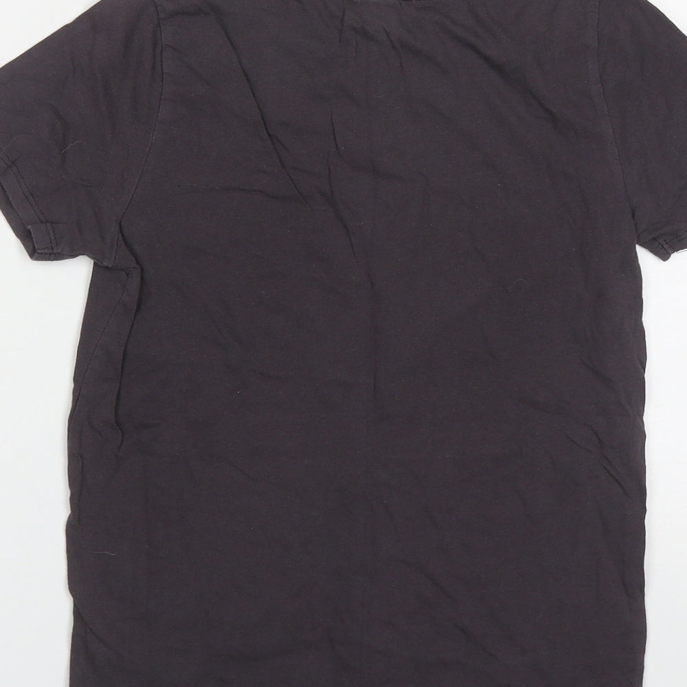 New Look Womens Purple Cotton Basic T-Shirt Size 6 Round Neck