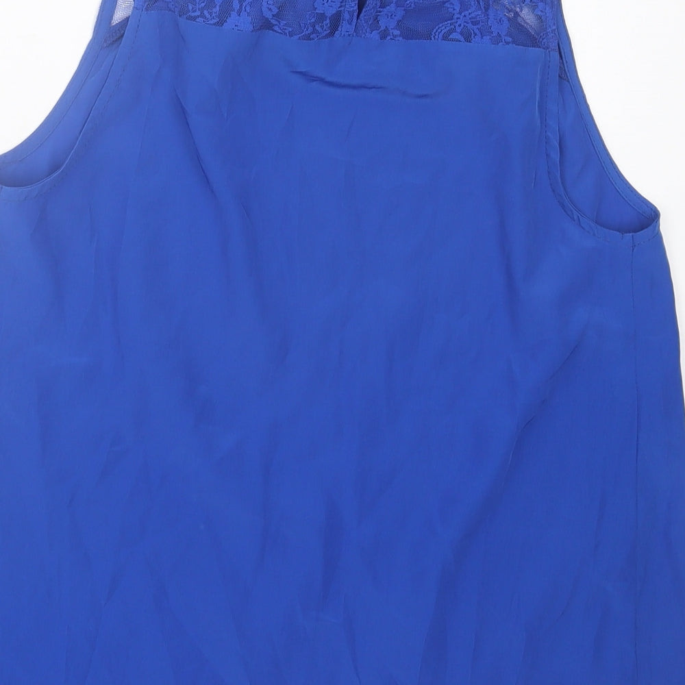Marks and Spencer Womens Blue Polyester Basic Tank Size 10 Crew Neck