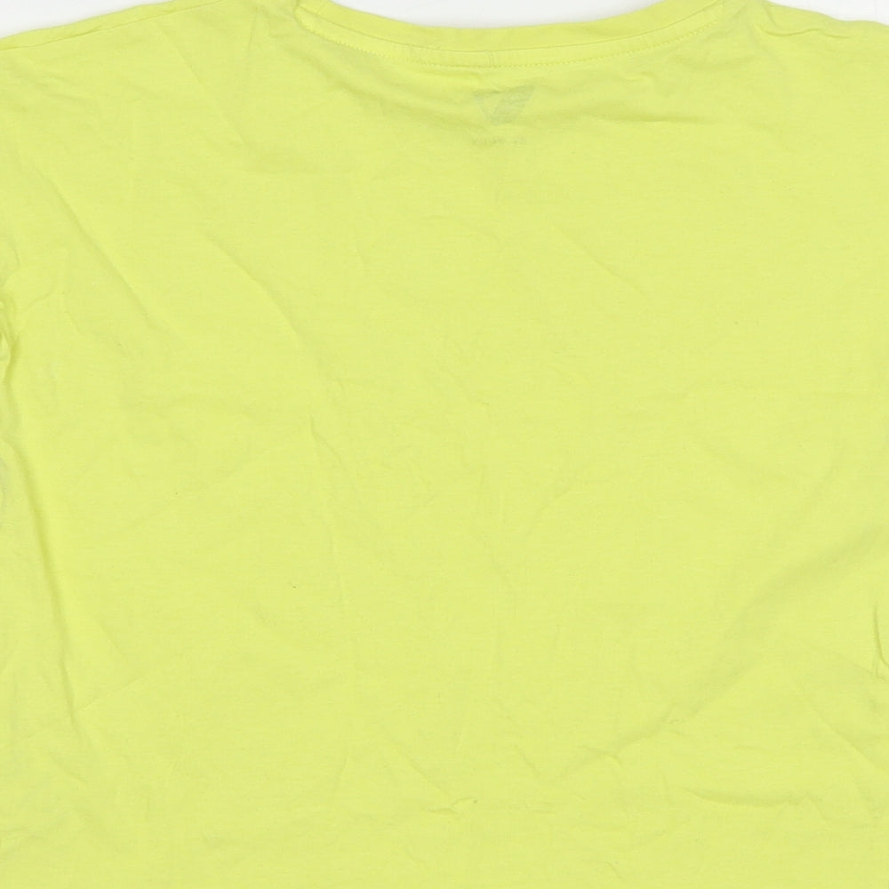 Very Girls Yellow Cotton Basic T-Shirt Size 9 Years Crew Neck Pullover
