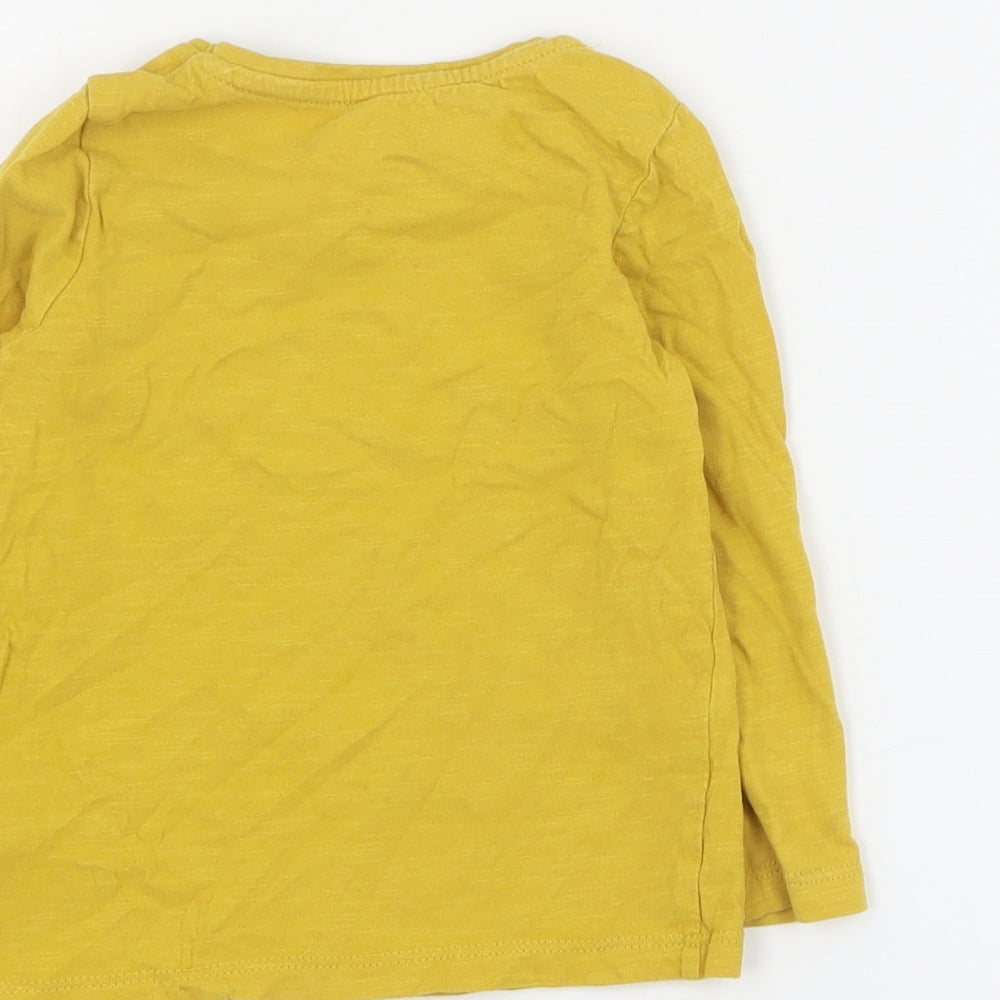 F&F Baby Yellow 100% Cotton Pullover T-Shirt Size 12-18 Months Round Neck Pullover - Slogan