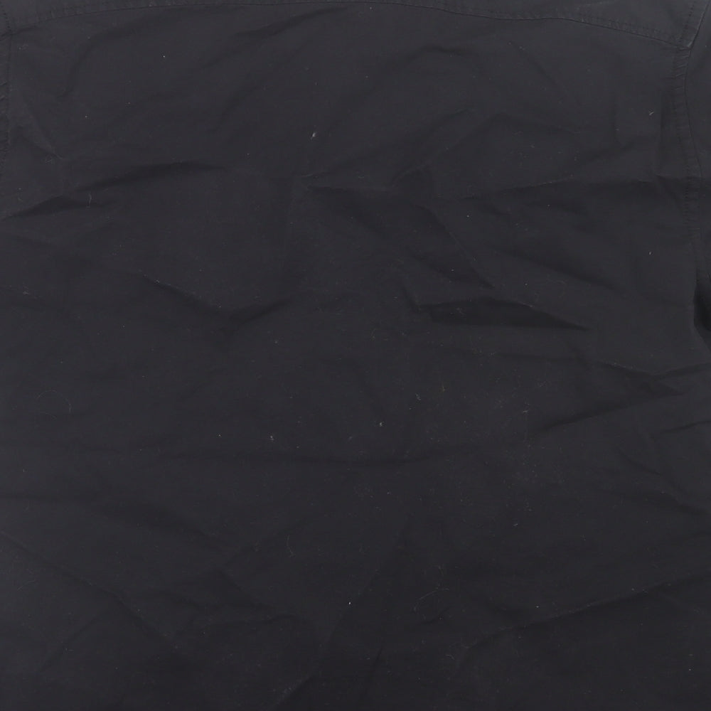 Adapt Mens Black Cotton Button-Up Size S Collared Button