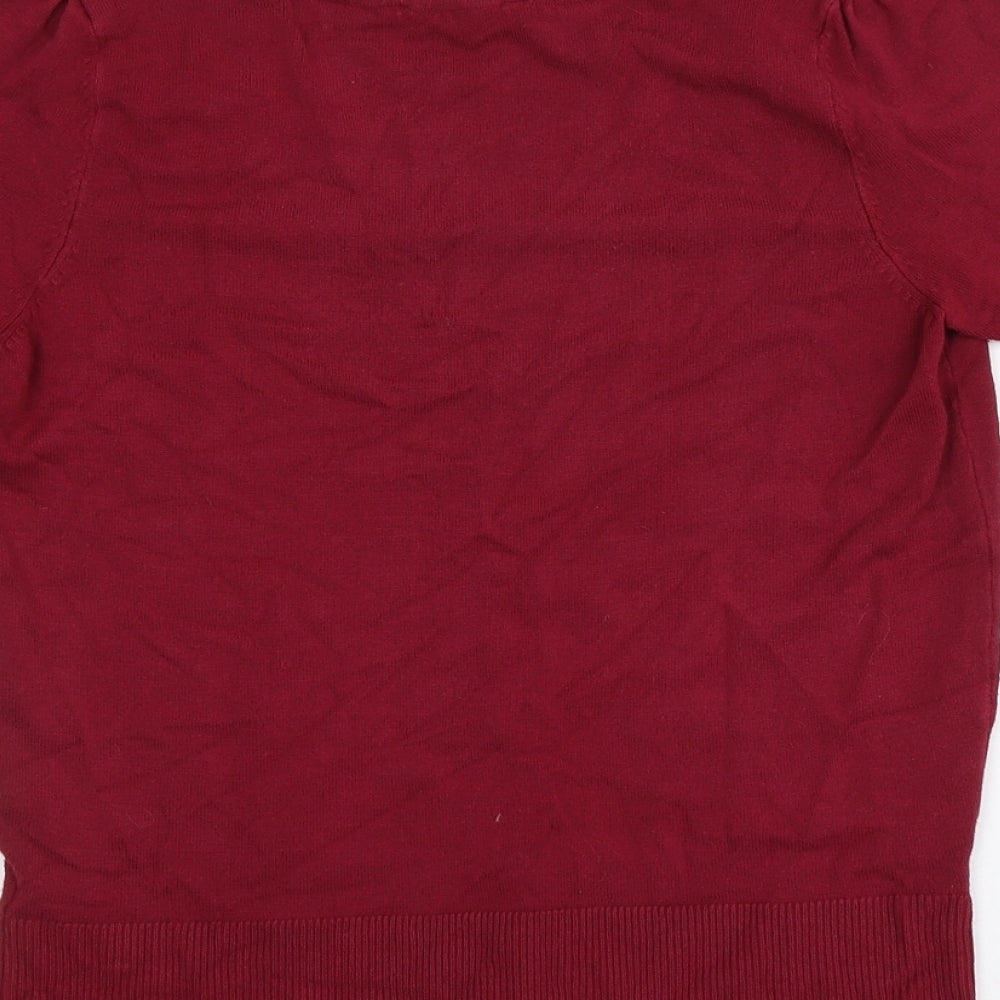 BHS Womens Red Round Neck Viscose Pullover Jumper Size 12