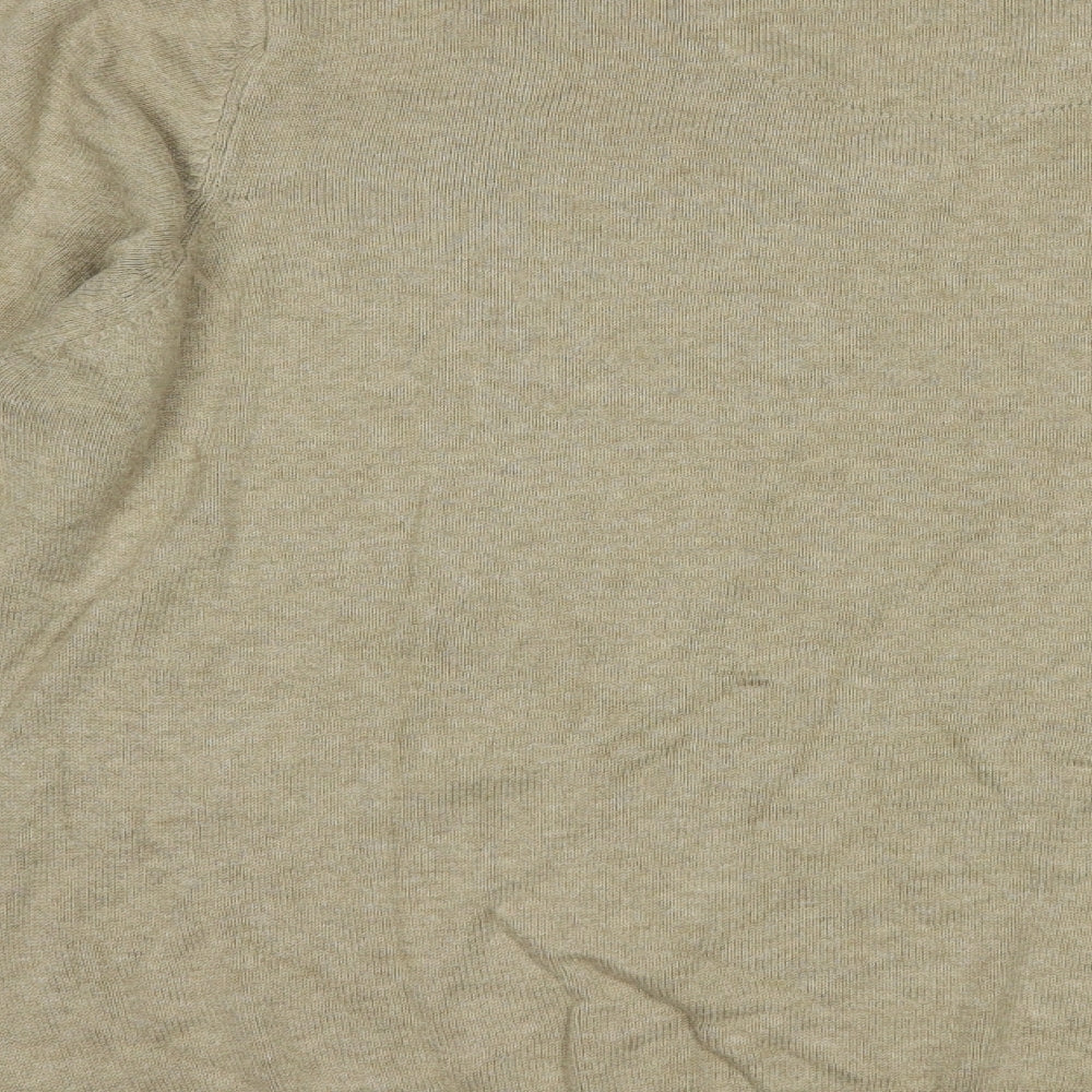 Marks and Spencer Mens Beige V-Neck Cotton Pullover Jumper Size L