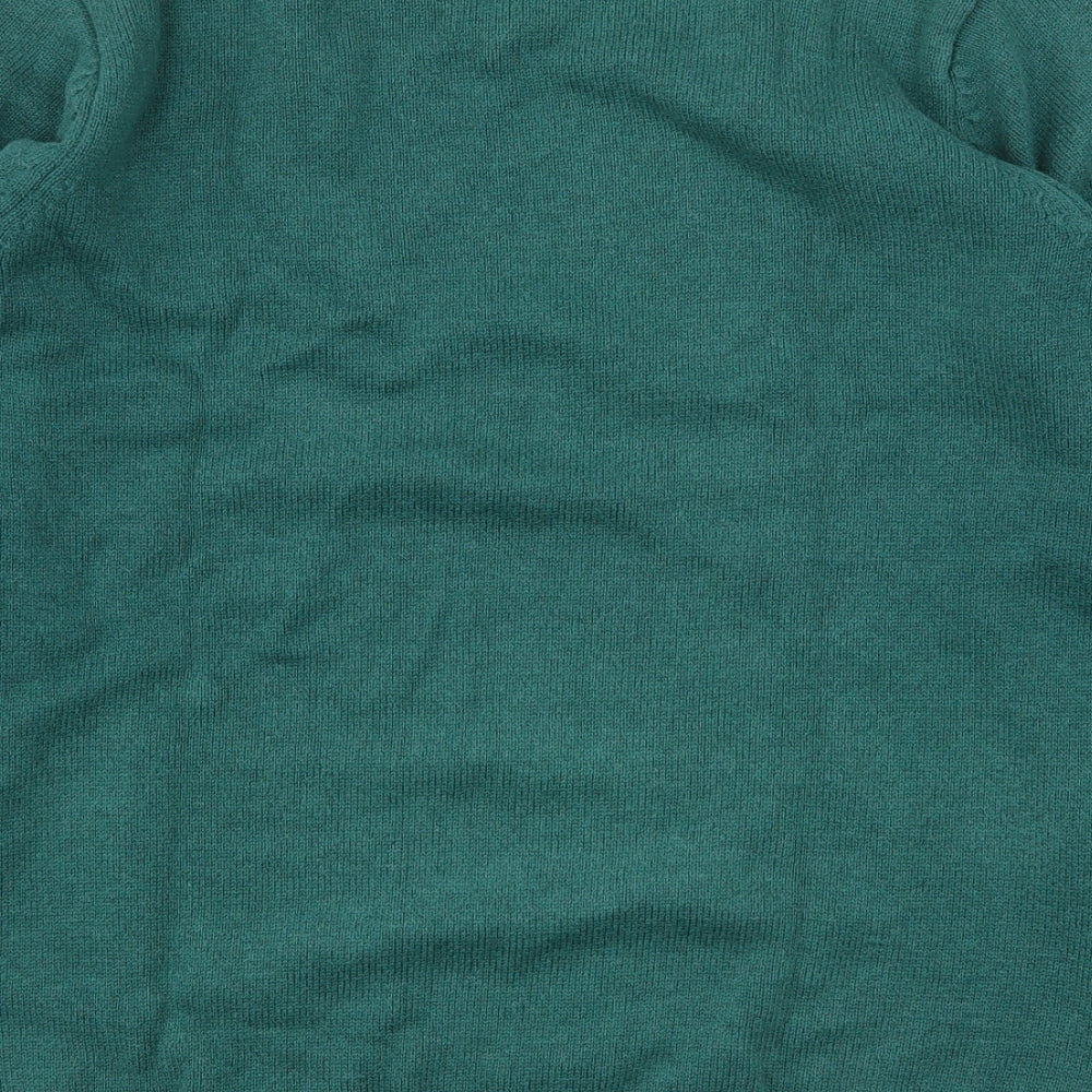 Maine New England Mens Green V-Neck Cotton Pullover Jumper Size M