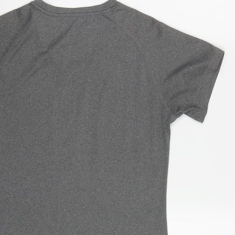PRO TOUCH Womens Grey Polyester Basic T-Shirt Size S V-Neck