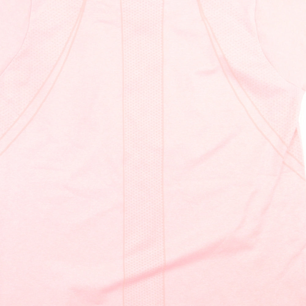 Dunnes Stores Womens Pink Nylon Basic T-Shirt Size S Crew Neck Pullover