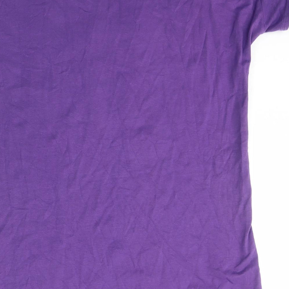 Amare Feechi Womens Purple Cotton Basic T-Shirt Size XL Boat Neck