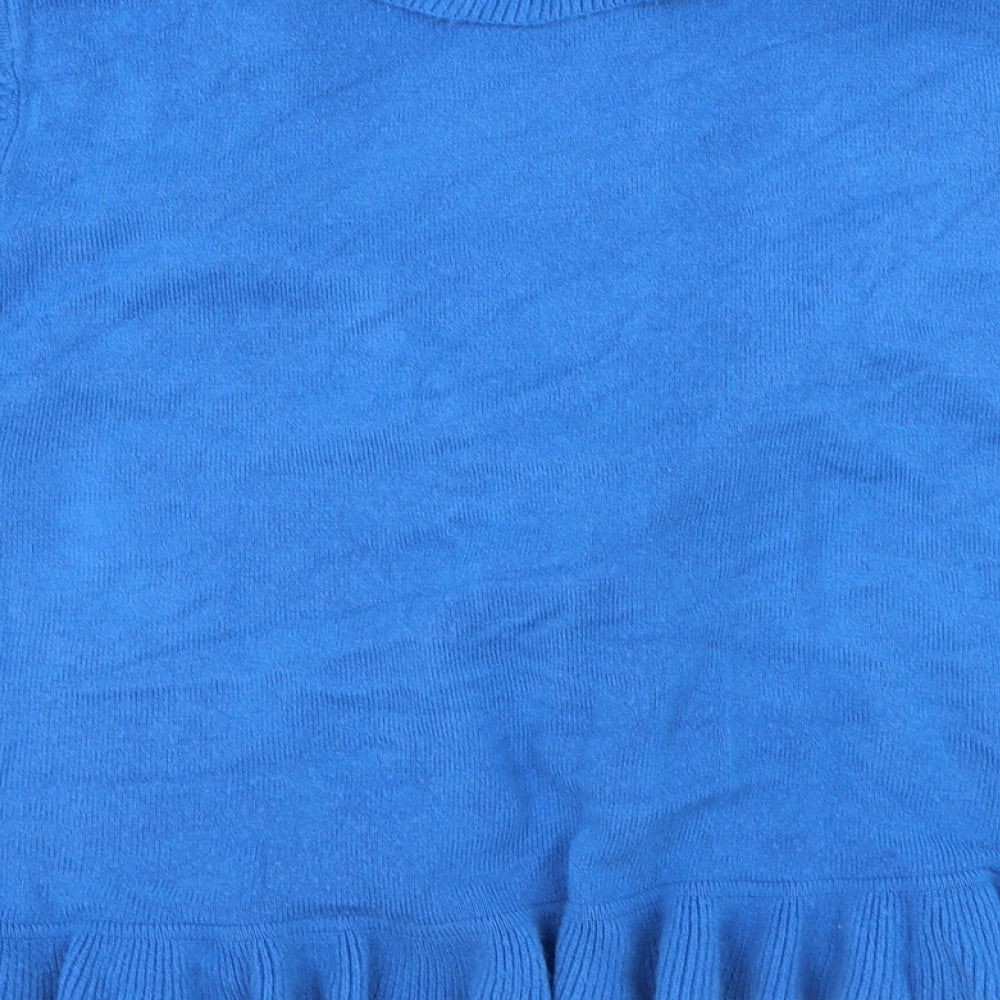 Editions Womens Blue V-Neck Acrylic Cardigan Jumper Size 12