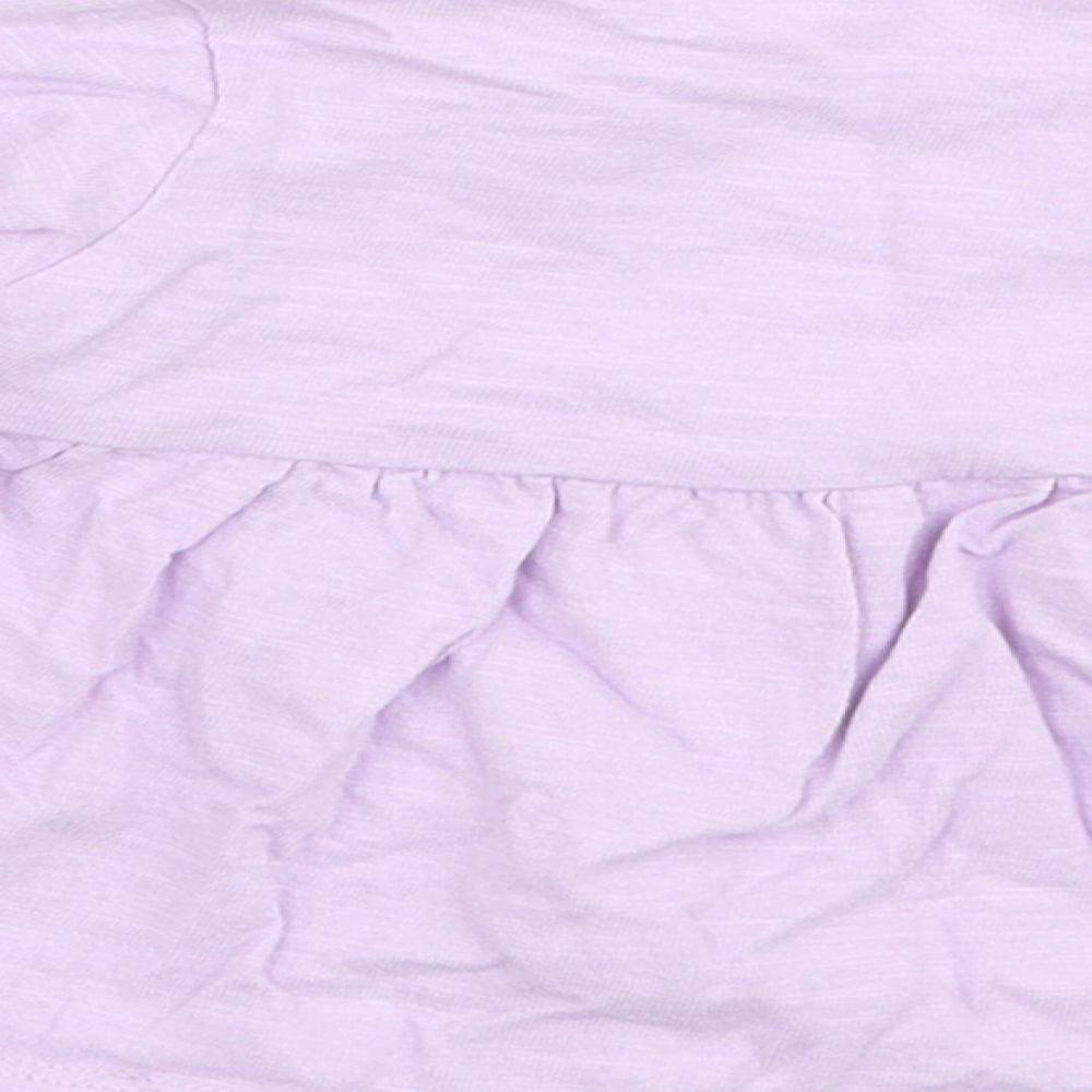 Marks and Spencer Girls Purple 100% Cotton Jersey T-Shirt Size 0-3 Months Round Neck Button - Stars