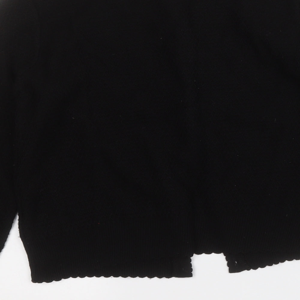 TU Womens Black Round Neck Acrylic Cardigan Jumper Size 14