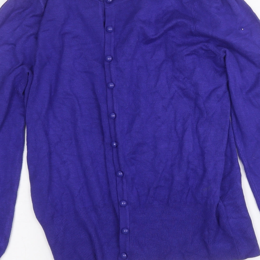 Marks and Spencer Womens Blue Round Neck Viscose Cardigan Jumper Size 12