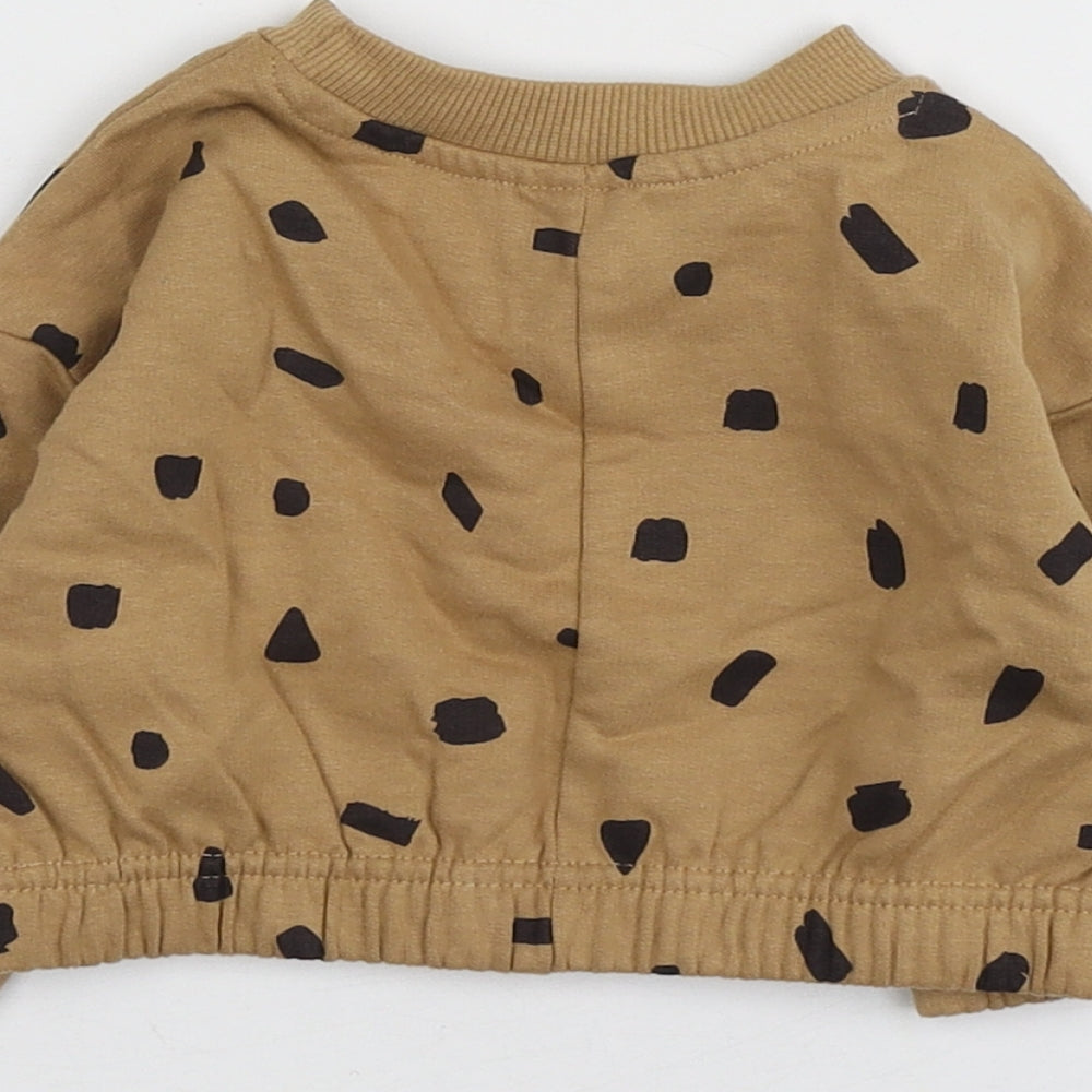 Pepco Brown Polka Dot 100% Cotton Basic T-Shirt Size 3-6 Months Round Neck