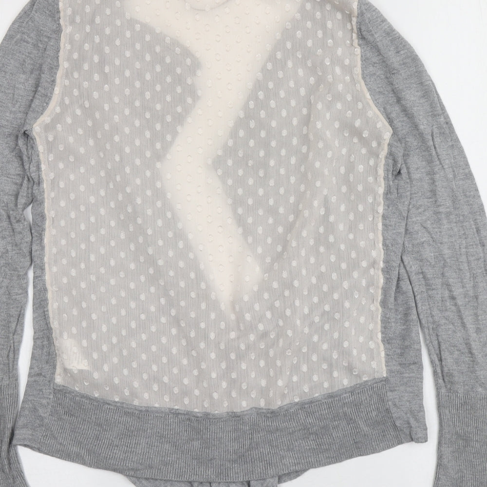 Gharani Strok Womens Grey V-Neck Viscose Cardigan Jumper Size 10