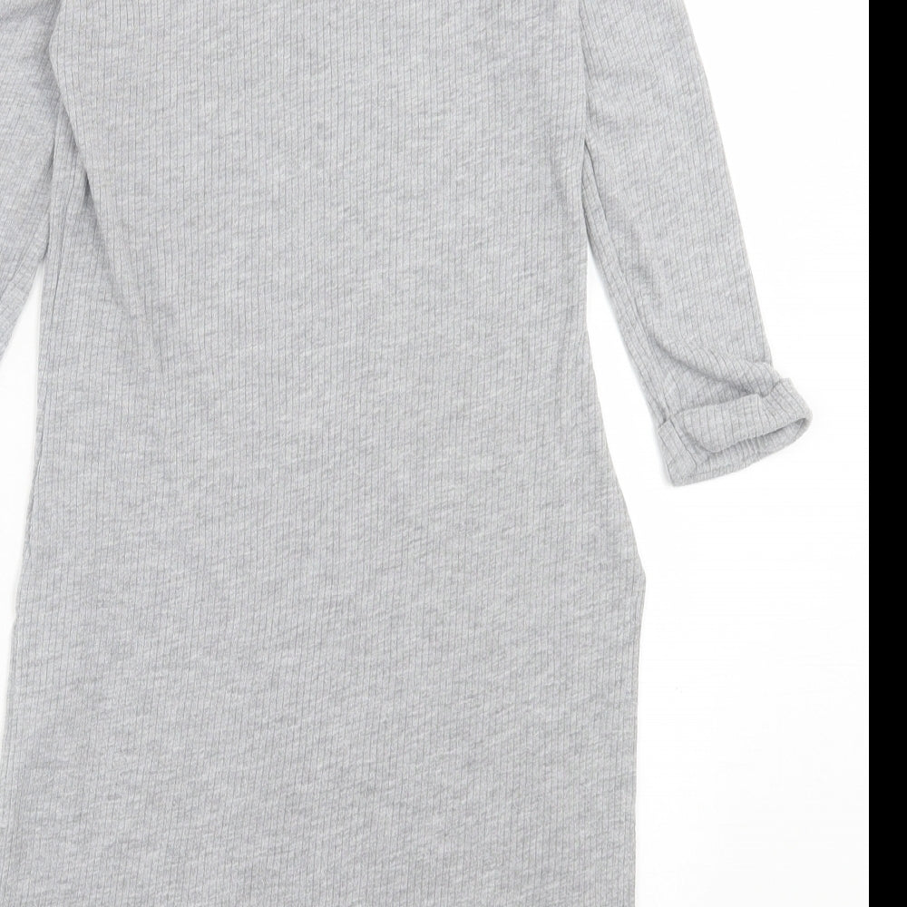 New Look Womens Grey Polyester A-Line Size 12 Crew Neck Pullover