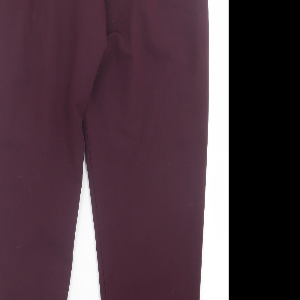 Oasis Womens Purple Polyester Trousers Size 10 L29 in Regular Hook & Eye