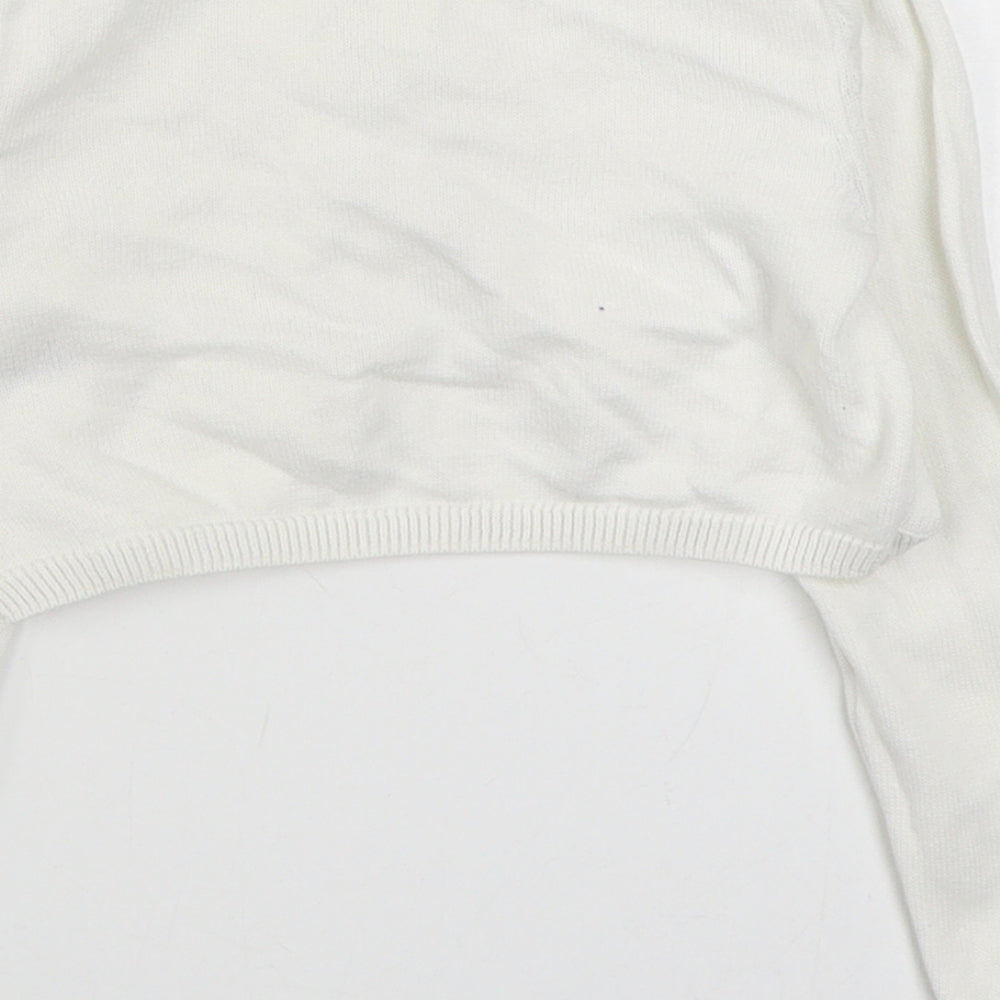 TU Girls White Boat Neck 100% Cotton Cardigan Jumper Size 4 Years Button
