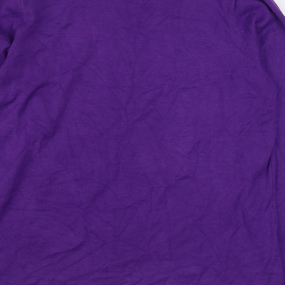 Bm Collection Womens Purple Round Neck Polyester Pullover Jumper Size M