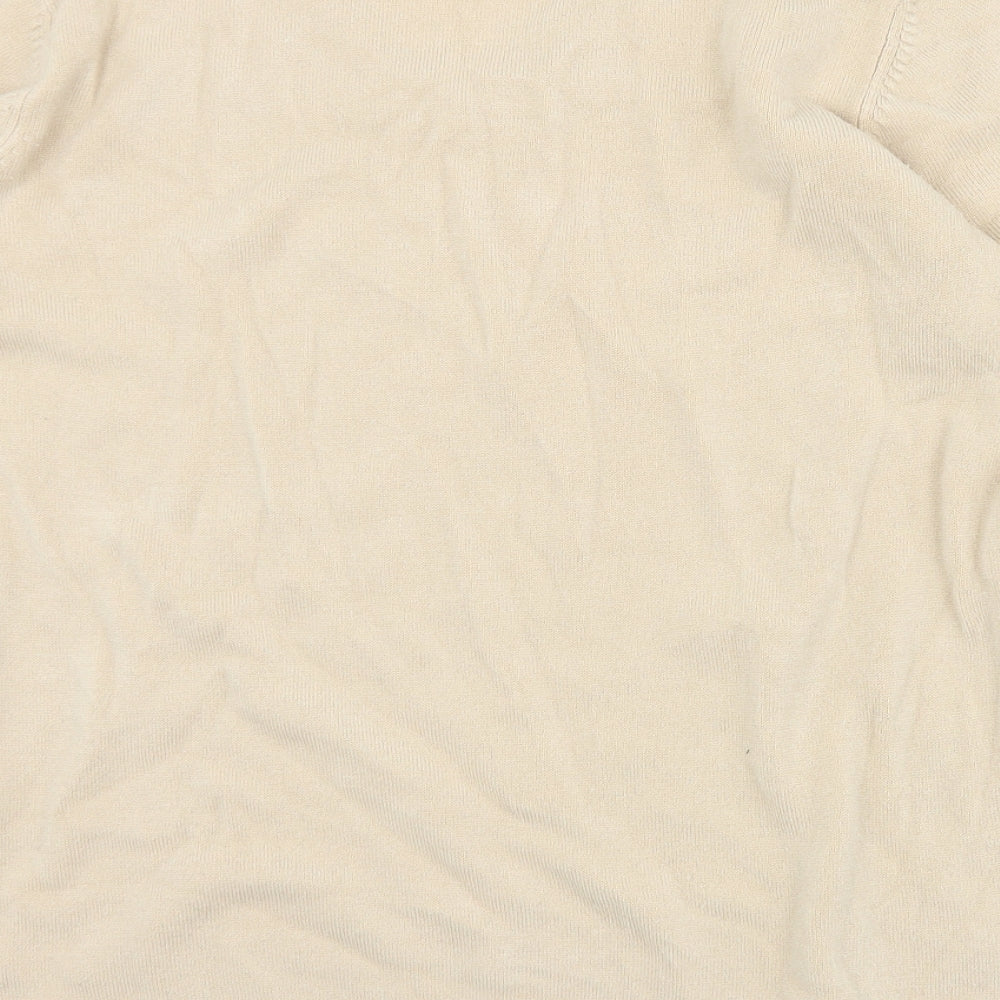 BM Womens Beige V-Neck Acrylic Pullover Jumper Size M