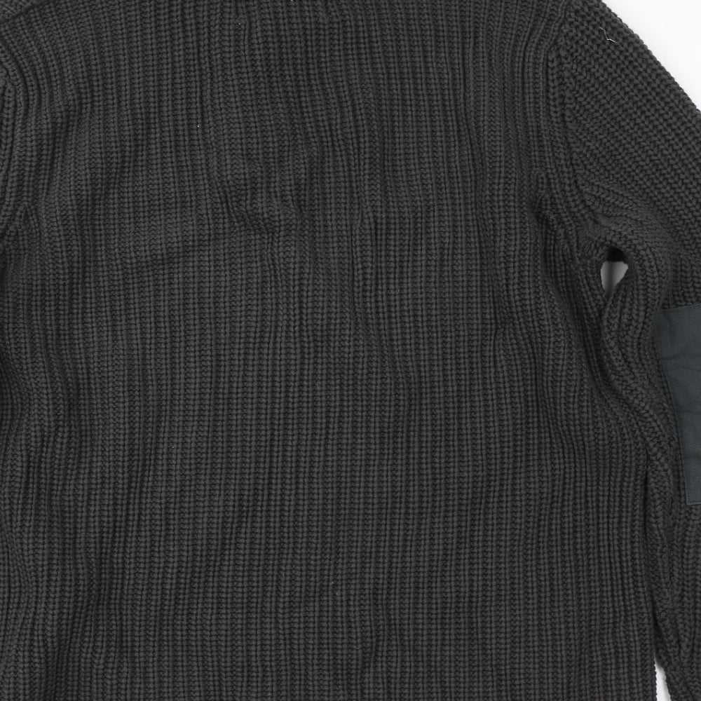 Marks and Spencer Mens Black High Neck Cotton Pullover Jumper Size M