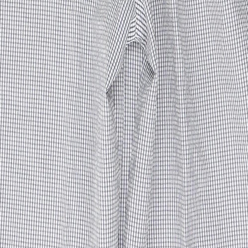 Preworn Womens White Check Polyester Trousers Size 28 L29 in Regular