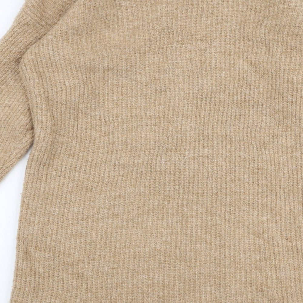 Dorothy Perkins Womens Brown V-Neck Acrylic Pullover Jumper Size 8
