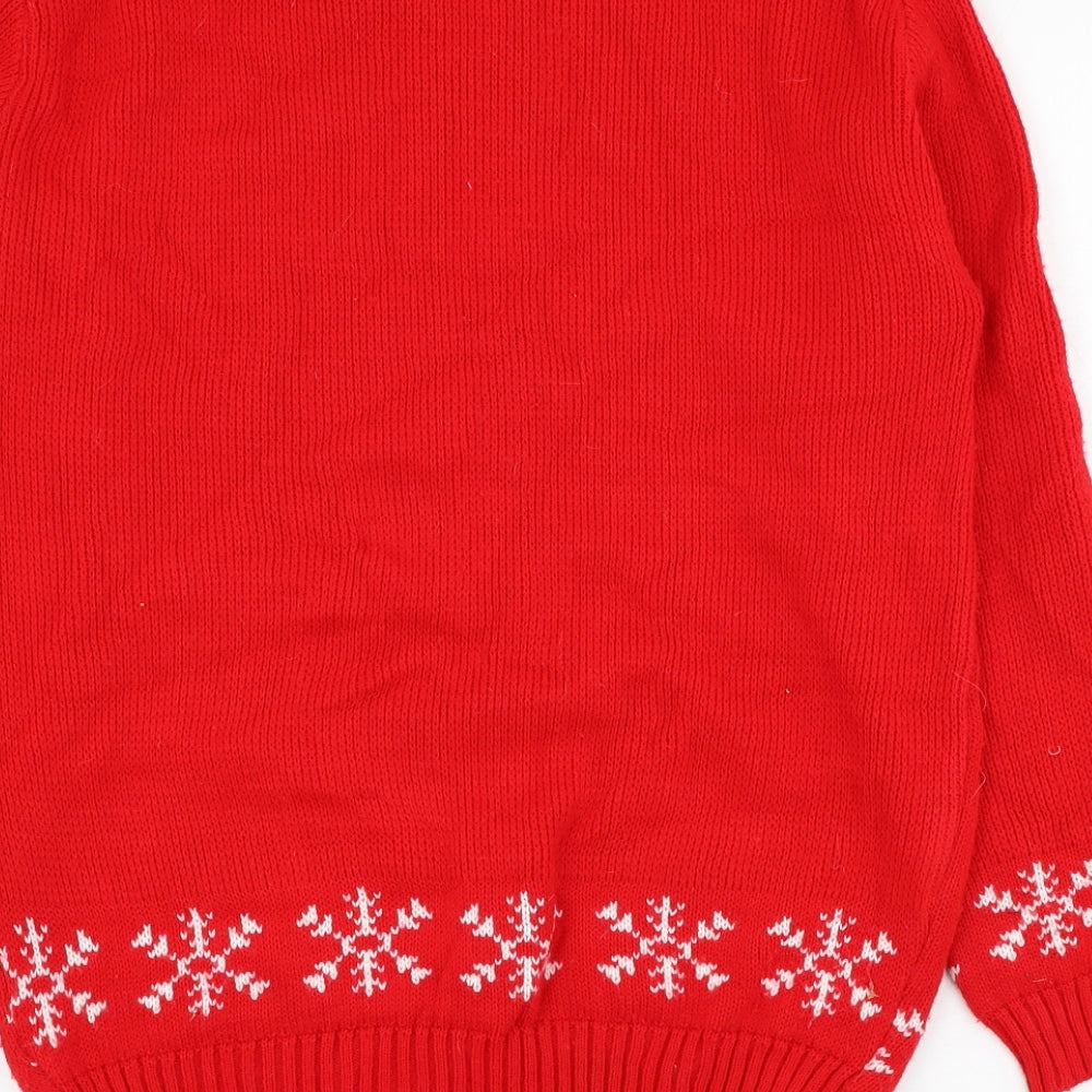 In the Style Womens Red Round Neck Acrylic Pullover Jumper Size XS - Christmas