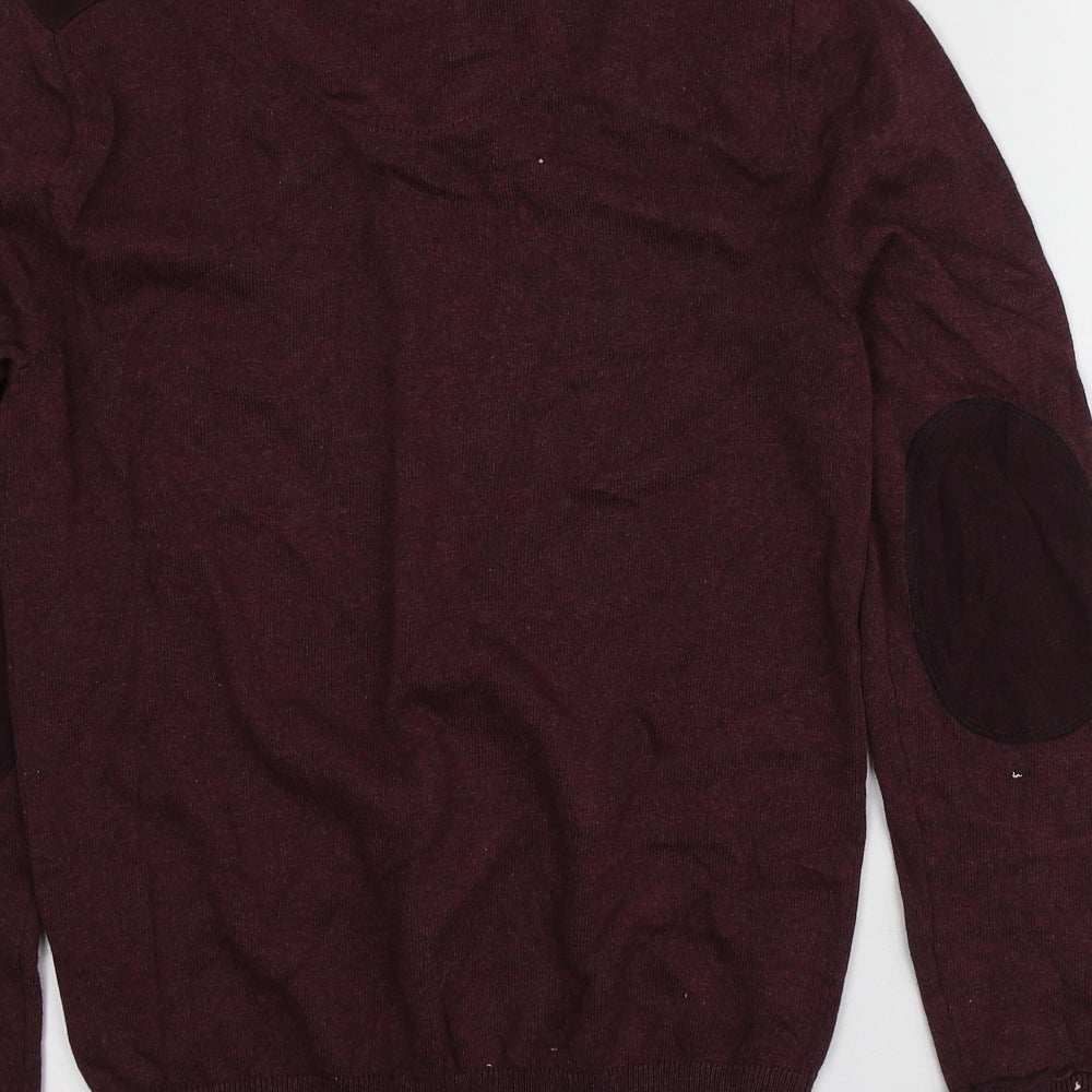 Twisted Soul Womens Purple V-Neck 100% Cotton Pullover Jumper Size XS