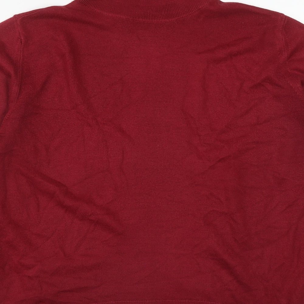 Marks and Spencer Womens Red High Neck Acrylic Pullover Jumper Size 14